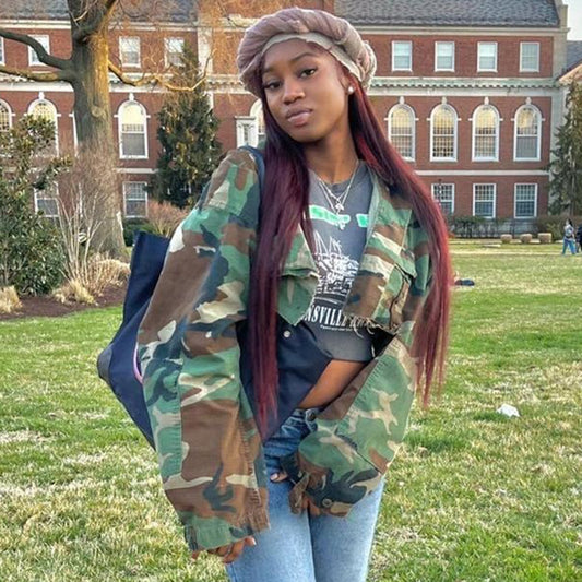 Chic Camo Denim Streetwear Jacket